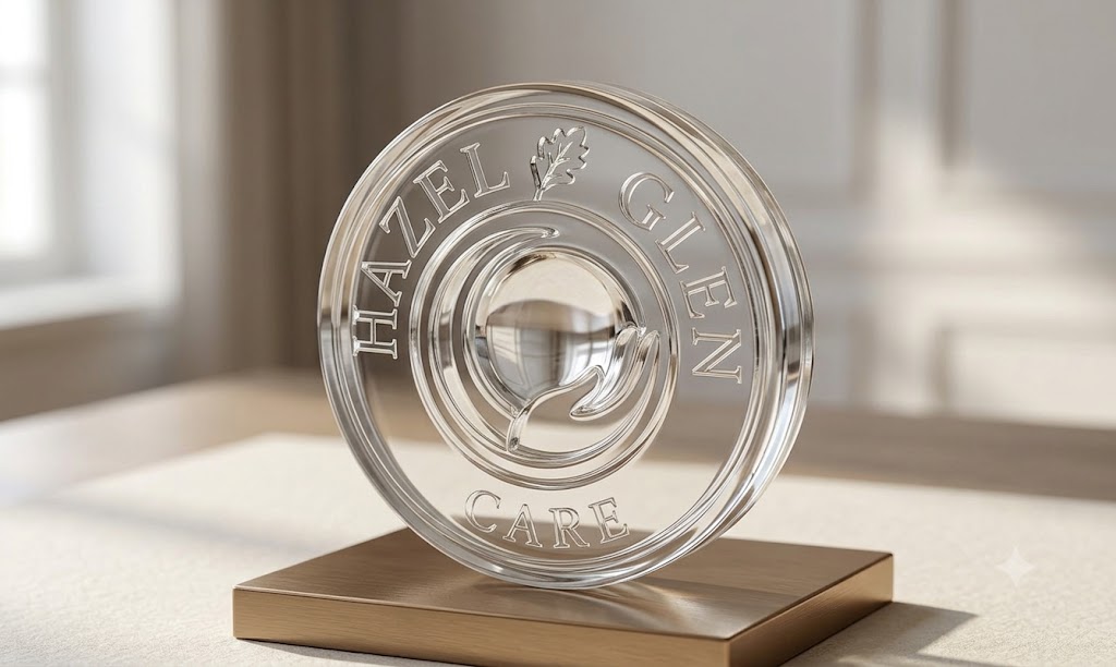 Hazel Glen Care crystal emblem